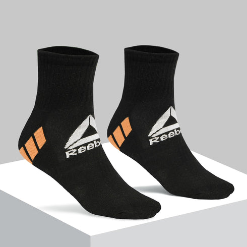 Reebok Ankle Socks Pack of 3 Black & Orange